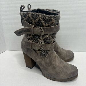 Muk Luks Deena Ankle Boots Knit Women Sz 9 Taupe